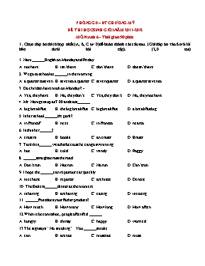 Đề thi học sinh giỏi môn Tiếng Anh Lớp 6 - Năm học 2011-2012 - Phòng GD & ĐT Chương Mỹ